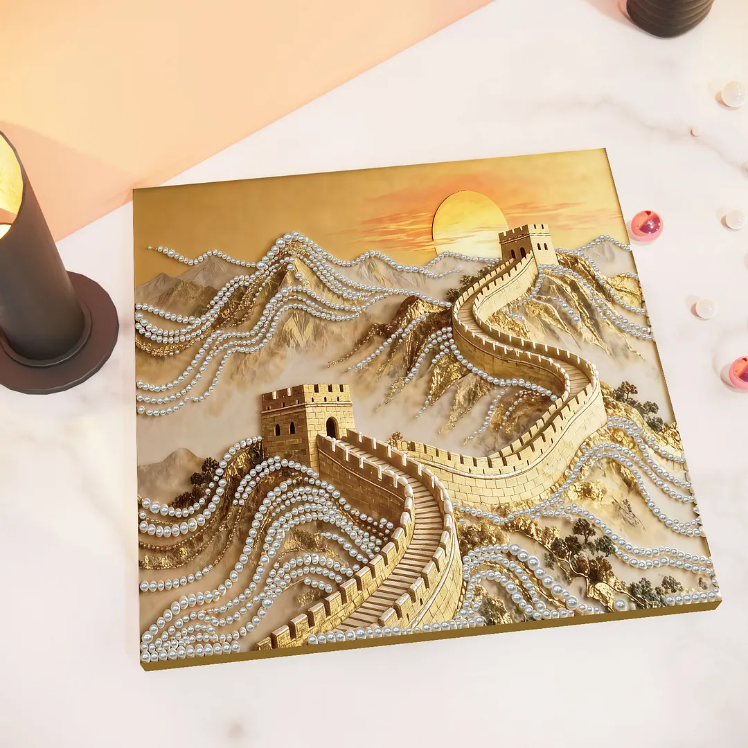 Great Wall DIY Pearl Art Diamond Painting With Frame 30x30cm for Adults Home Dec