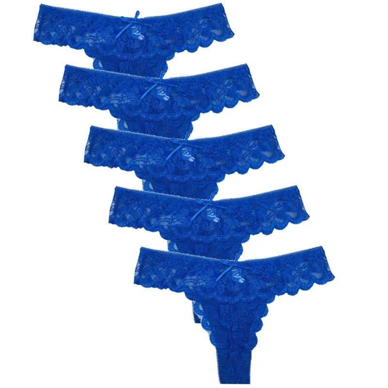5pcs Women Panties Sexy Thongs G-string Lace Lingerie Female Underwear Ladies Low Waist T-back Gift Beautiful Underpants