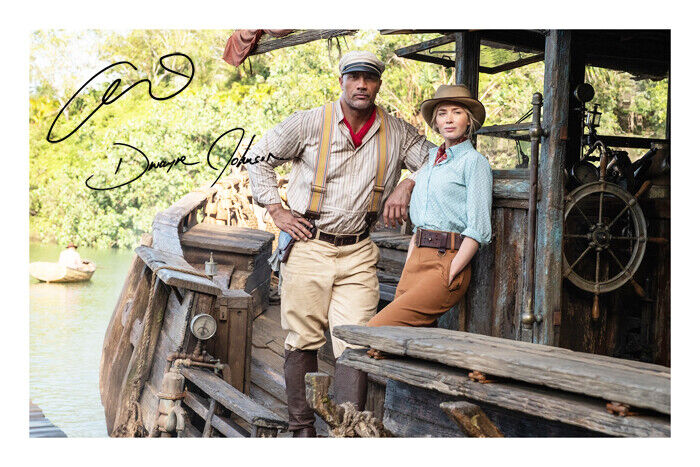 Jungle Cruise Signed A4 Photo Poster painting Print Autograph Dwayne Johnson Emily Blunt 2021