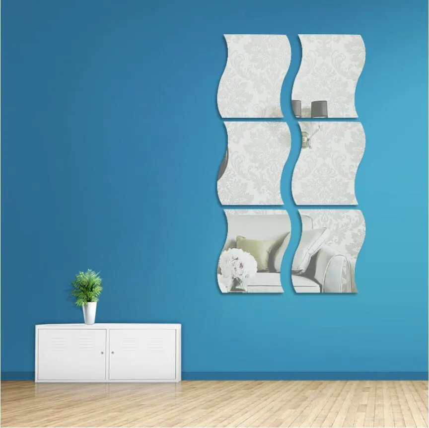 6pcs Ball Room Bathroom Decor Acrylic Wall Mirror Irregular Mirror Living Room Decoration Mini Sticker Mirror