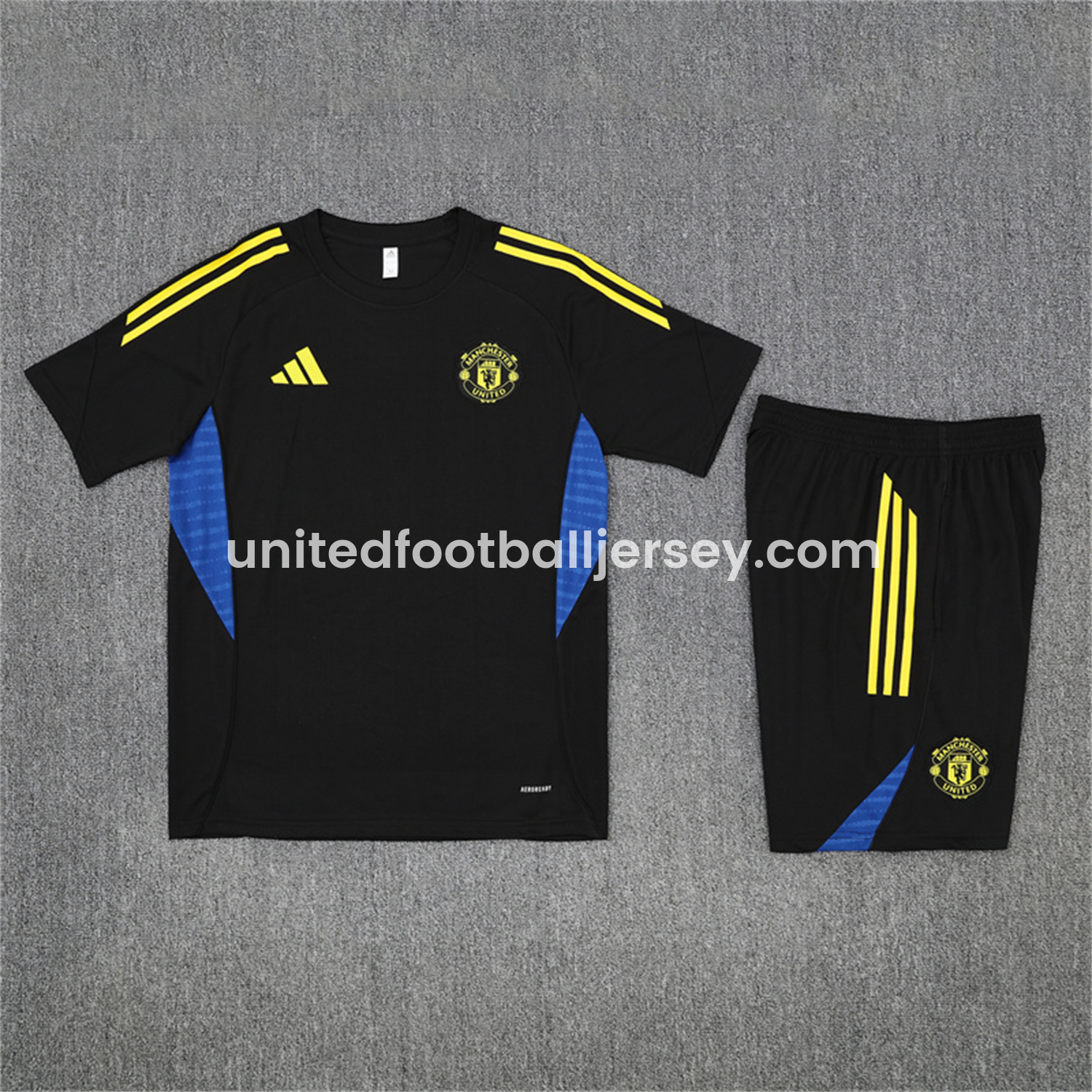 Manchester United 25-26 Kids Short-Sleeve Training Set - Black Top & Black shorts