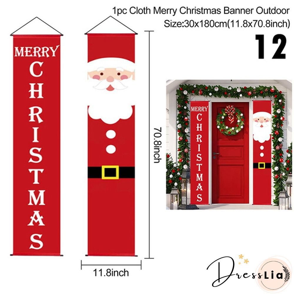 Snowman Santa Clus Merry Christmas Decorations Banner Christmas Porch Sign Hanging Banners For Indoor Outdoor Front Door Wall Xmas Christmas Decoration
