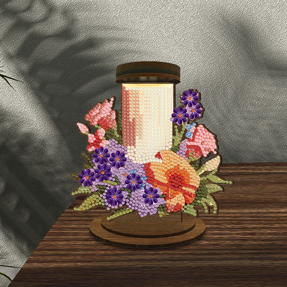 Wooden Flower Candle 5D DIY Diamond Painting Candle Holder Decor for Home Office