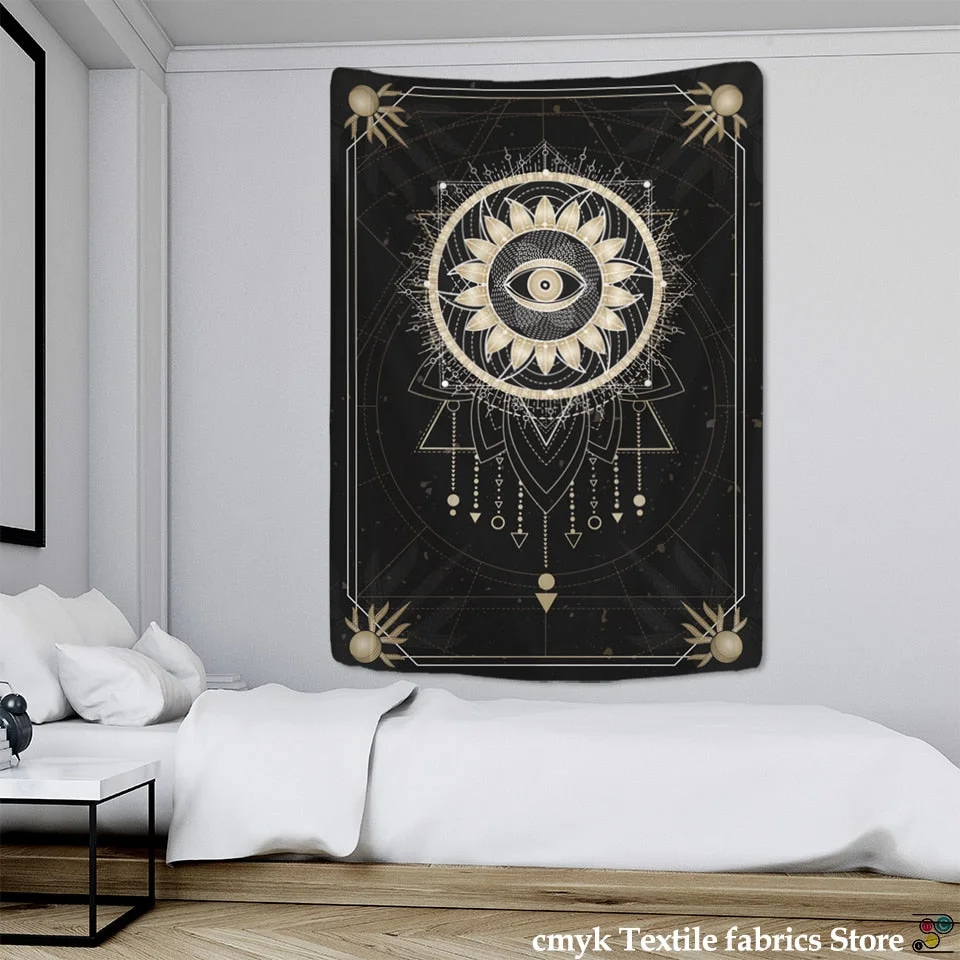 Witchcraft Tarot Tapestry Wall Mount Psychedelic Tapiz Hippie Mandala Sun Moon Dormitory Mystery Home Decor