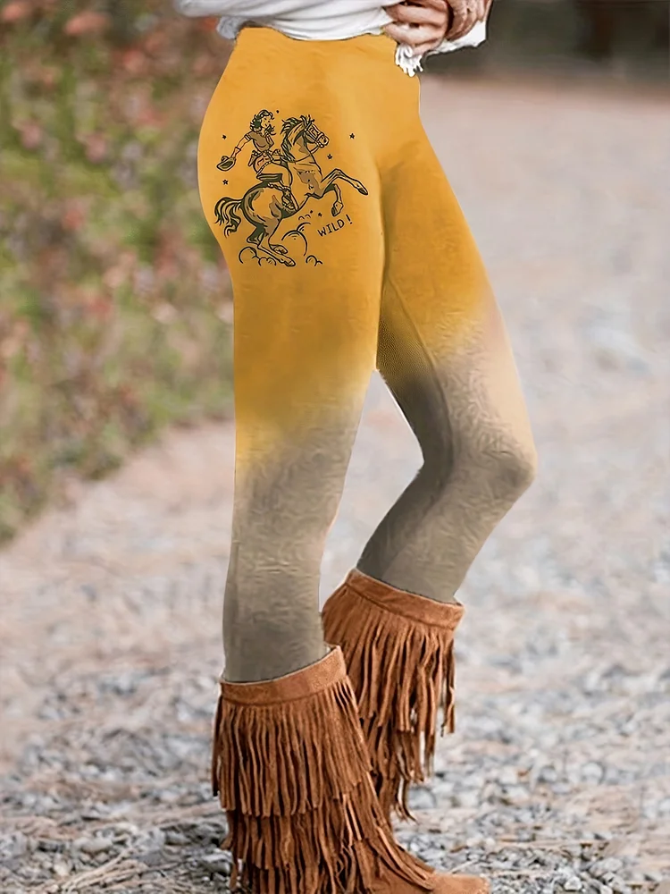 Cowboy Print High Waist Leggings