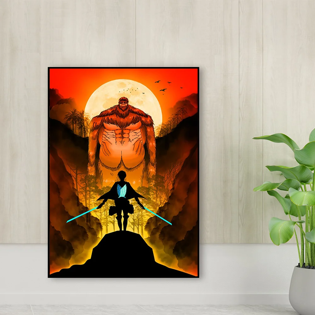 Full Round Diamond Painting 35*50cm - Attack On Titan - Silhouette