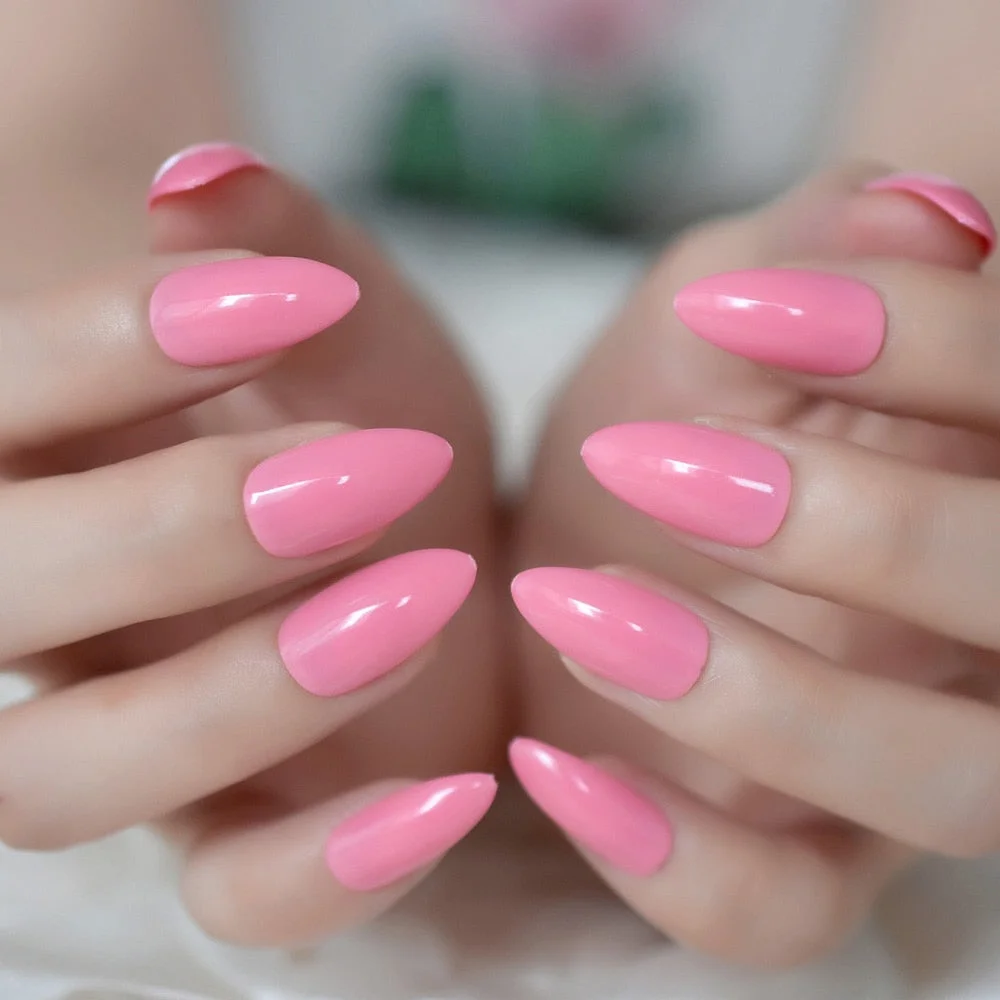 Sharp Pointed Fake Nails Black Gelnails Medium-Long Size Real Stiletto Point Acrylic Nail Tips 24-Nail Inspo