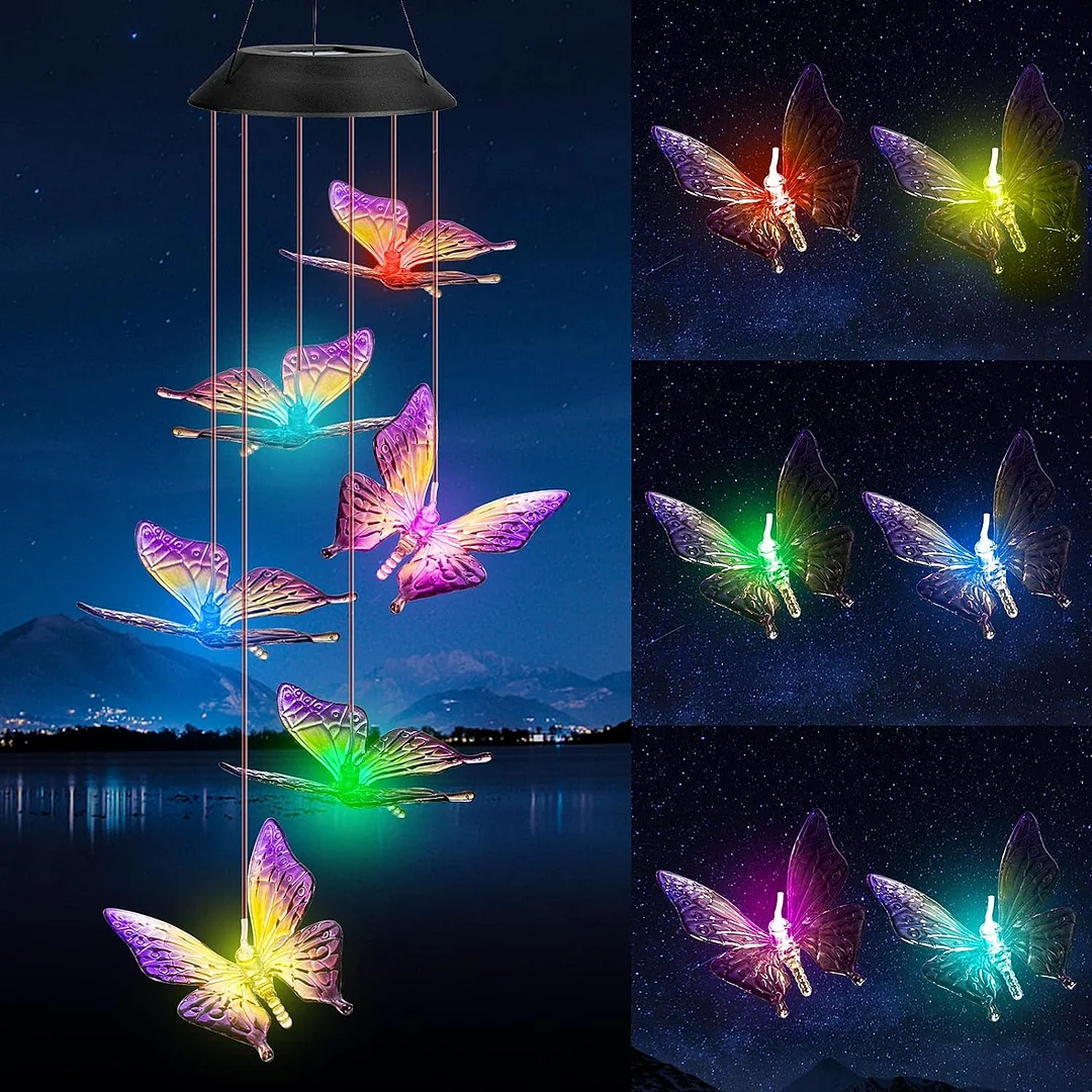 Solar Butterfly Wind Chimes Colorful