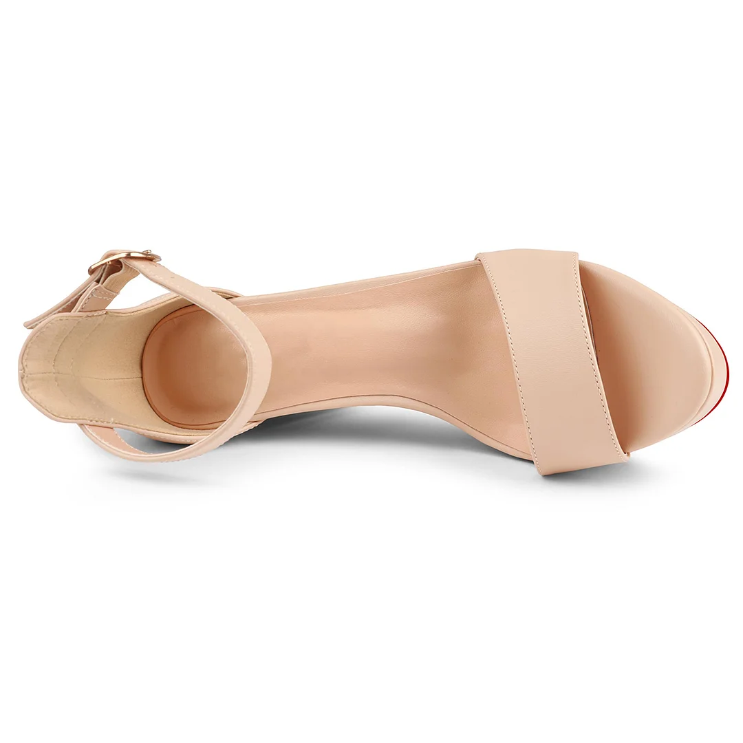 125mm Women's Platform Chunky Heels Ankle Strap Block Heeled Sandals Party Wedding Shoes Red Bottom Shoes-MERUMOTE