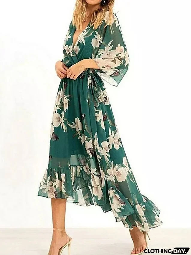 Women's Long Dress Maxi Dress Casual Dress Chiffon Dress Swing Dress Floral Fashion Streetwear Outdoor Daily Holiday