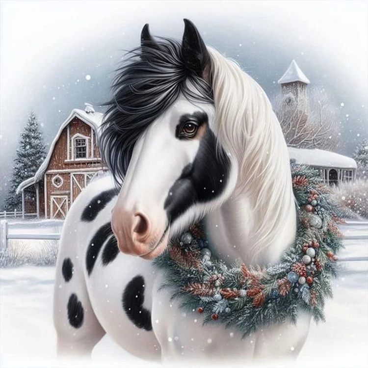 Diamond Painting Horse in Winter, Full Image - Painting