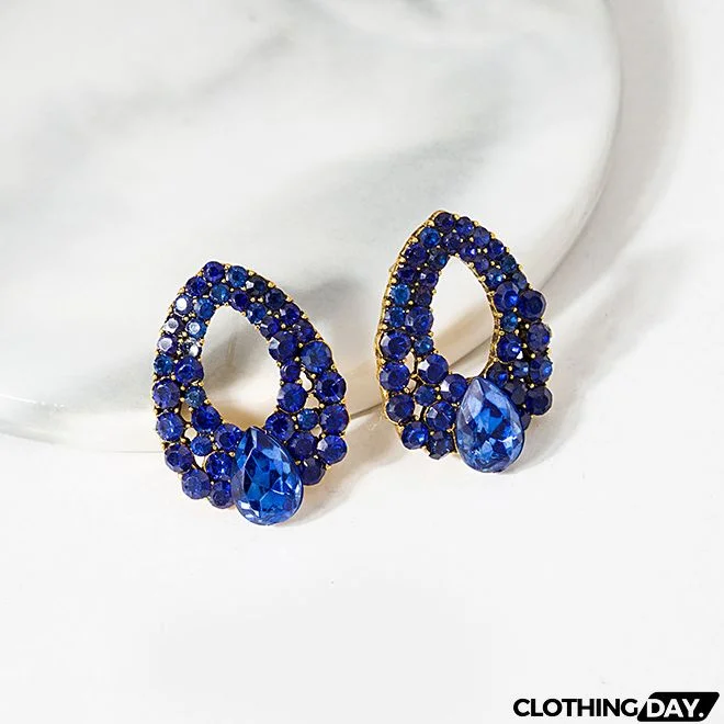 1 Pair Dark Blue Waterdrop Earrings