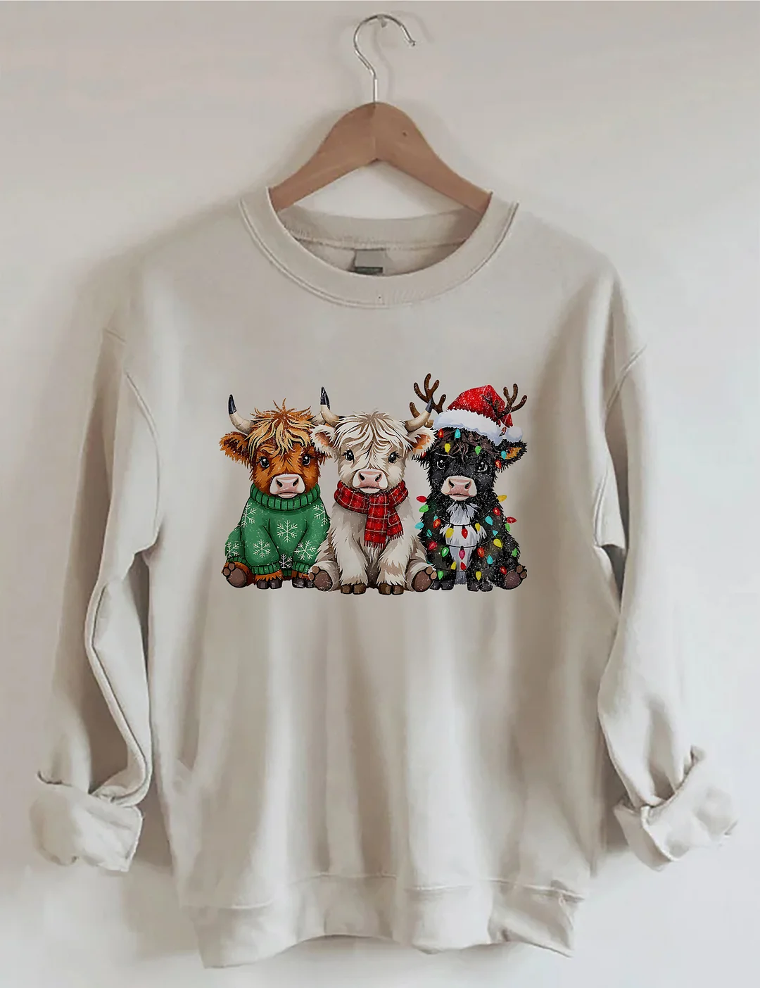 Rustic Highland Cows Christmas Sweatshirt