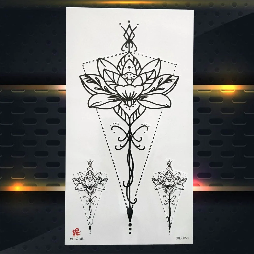 Tribal Dreamcatcher Fake Temporary Tattoo For Women Men Wolf Henna Feather Tattoos Sticker Watercolor Compass Waterproof Tatoos