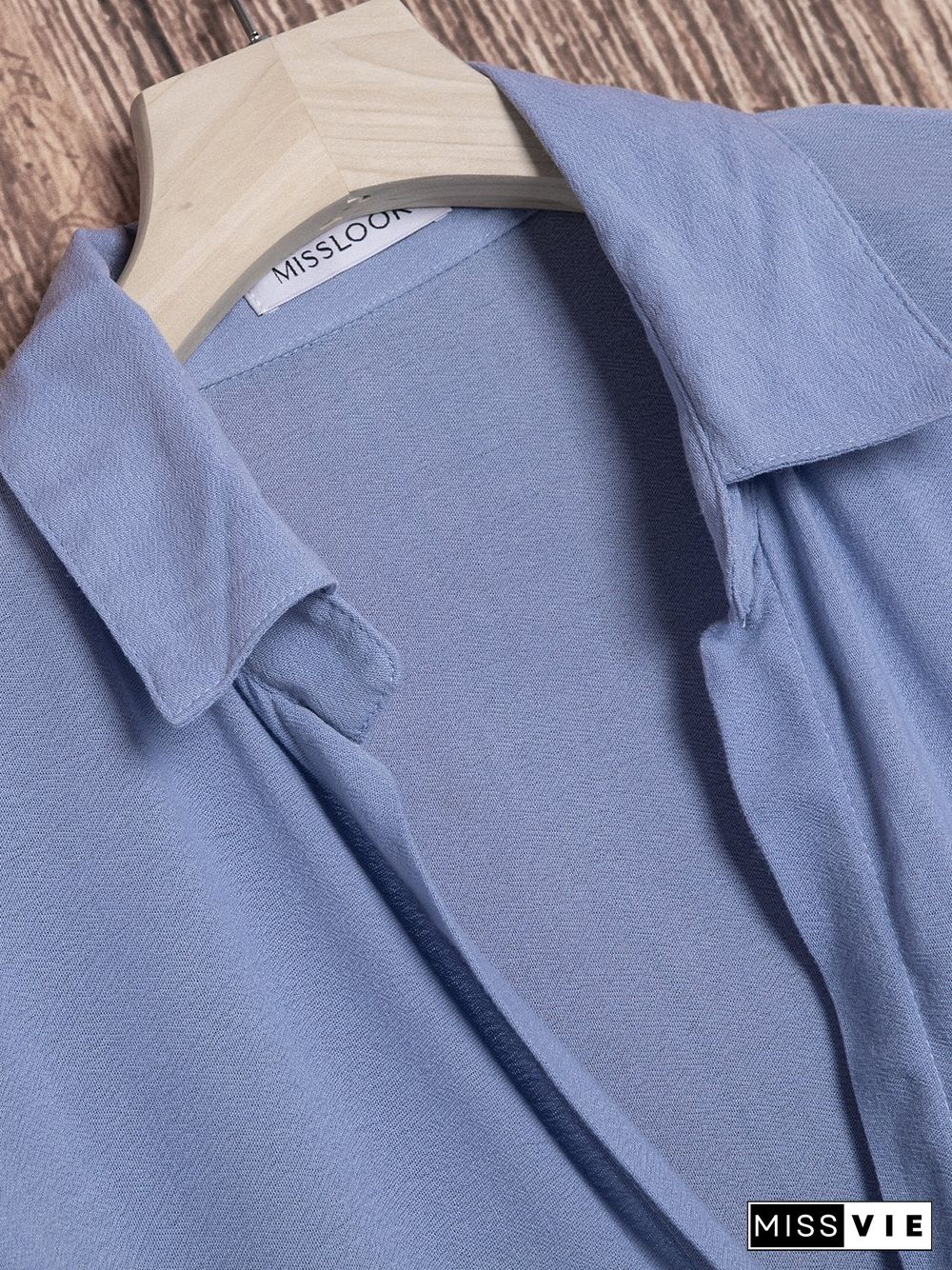 Solid 3/4 Sleeve V Neck Cotton Fall Dresses Linen