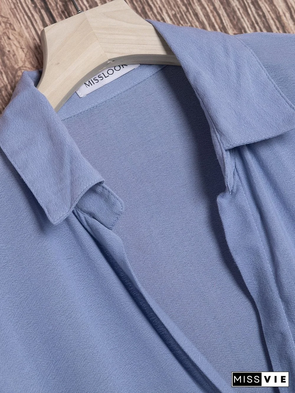 Solid 3/4 Sleeve V Neck Cotton Fall Dresses Linen