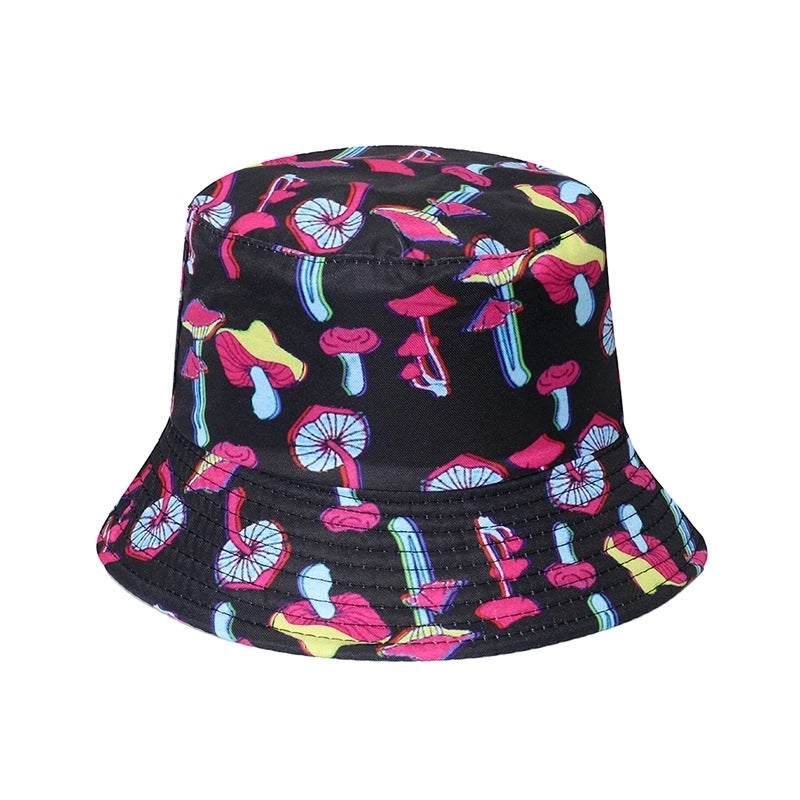 Women’s Hip-hop Bear Printing Flat Eaves Bucket Hat
