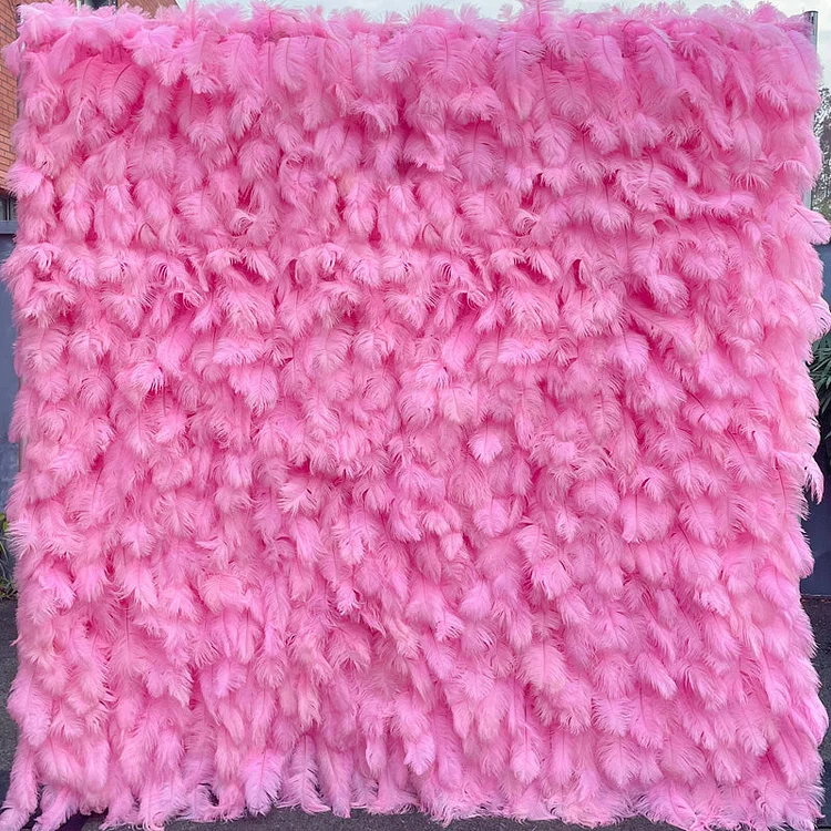 3D Pink Feather Flower Wall Wedding Background Stage Decoration A049 A7422