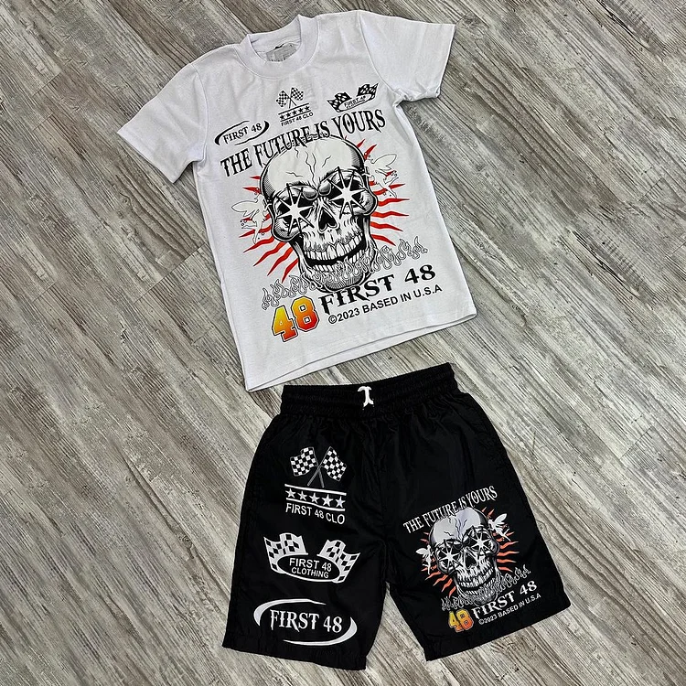 FIRST48 Graphic T-Shirt And Shorts Co-Ord T-Shirt Set