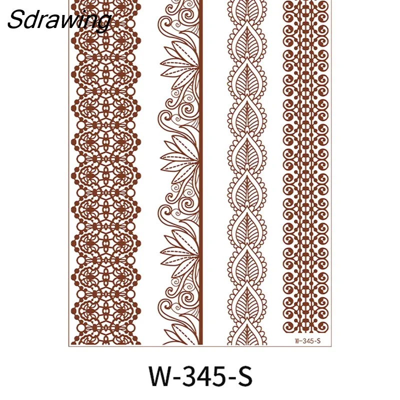 Sdrawing Henna Lace Temporary Tattoo Sticker Butterfly Mehndi Flower Fake Tattoo for Women Feather Flora Sexy Henna Design Stickers
