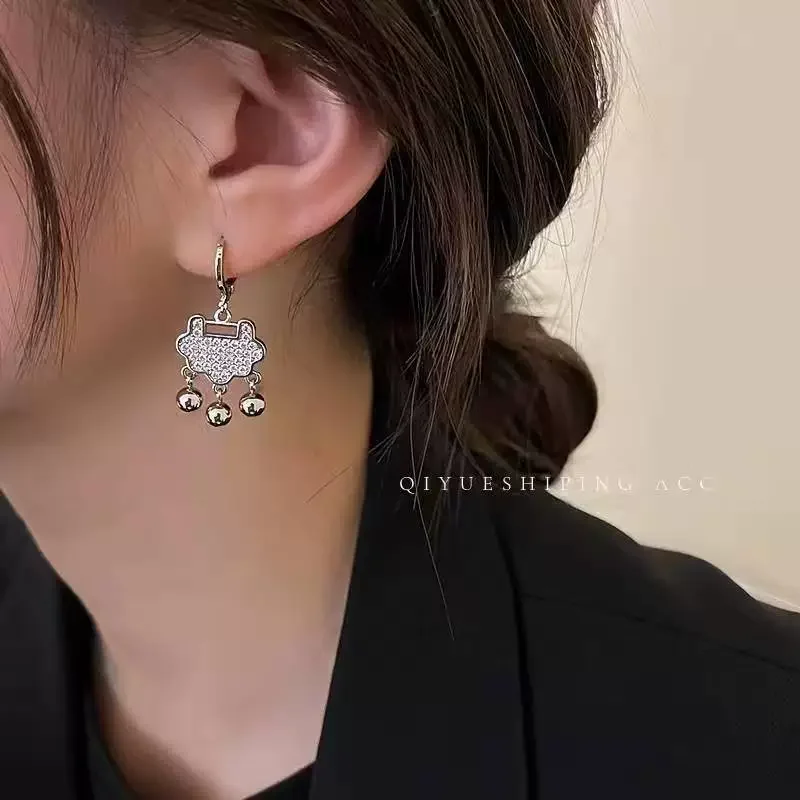 Chinese lock Pendant Cubic zircon gold plated Necklace