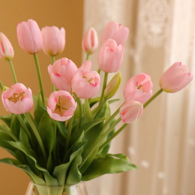 5 Sticks Soft Rubber Feel Tulip Artificial Flower Home Decoration Fake Flower Tulip Bouquet Factory Direct Sale