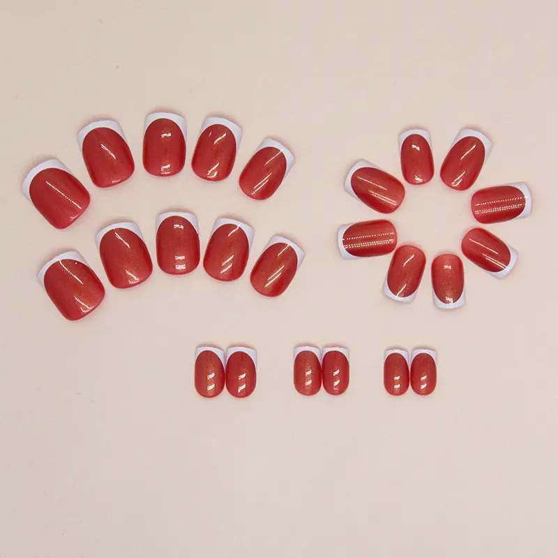 Churchf Churchf And White Jump Color Aurora French Nail Short Ins Style Fashion Wear Beauty Film Can Be Mixed Batch