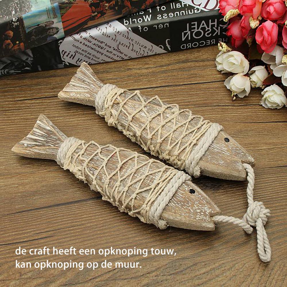 Tegooe Hand Carved Wooden Fish Wall Decor - 1 Pair Rustic Coastal Nautical Hanging Sculptures for Home Beach House