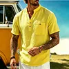 Men's Vacation Linen V-Neck Short Sleeve Shirt by Inlyline