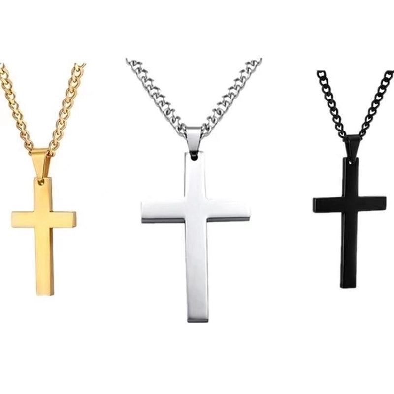 Retro Minimalist Cross Stainless Steel Plating Pendant Necklace