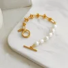 Stylish Freshwater Pearls Golden Knot Bracelet