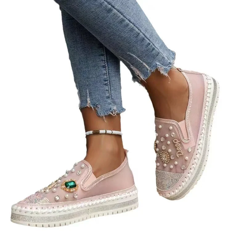 Flat Bottom Comfortable Rhinestone Shoes Radinnoo.com