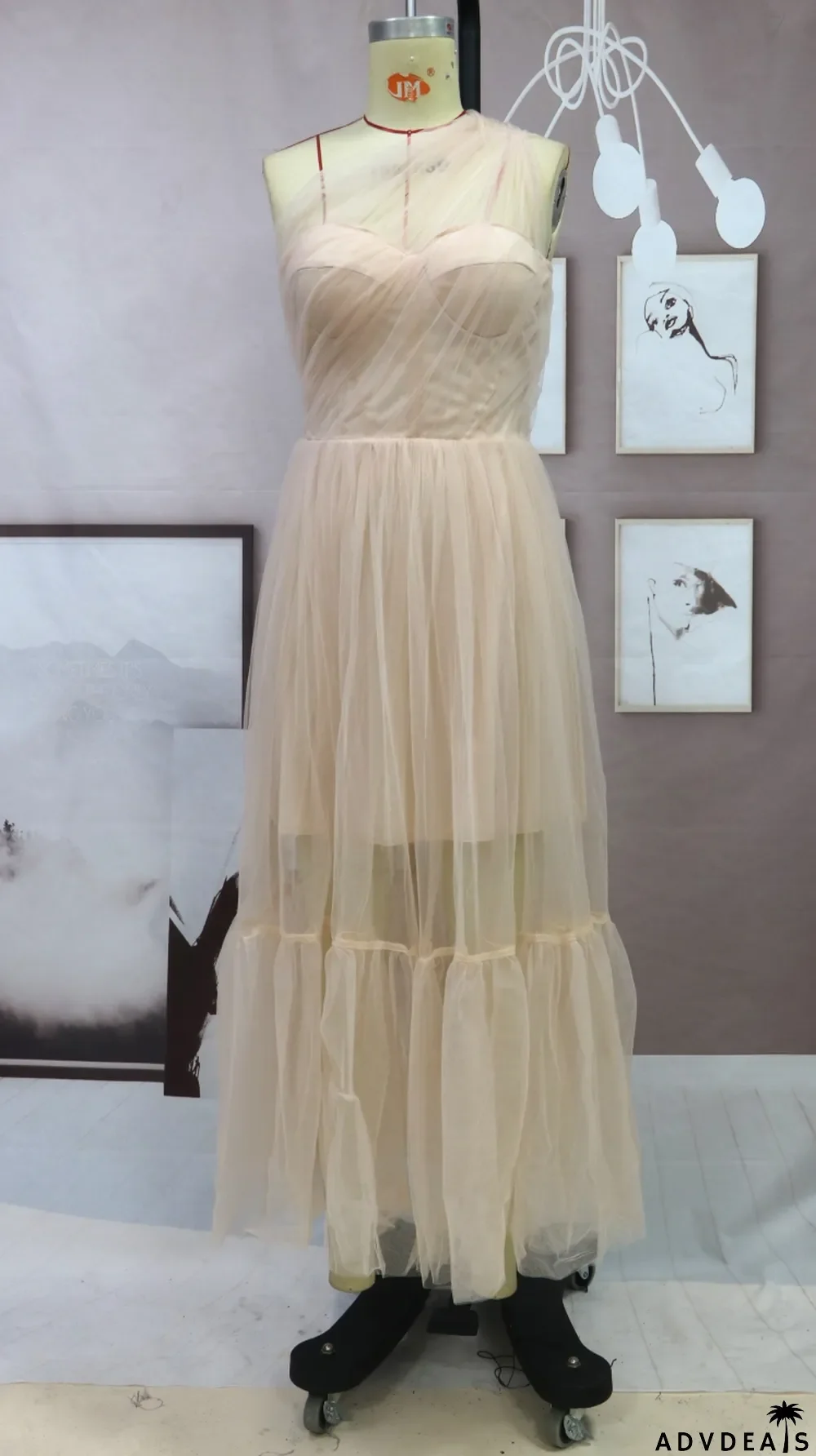 Summer Elegant Pink Mesh Ruffles Sleeveless Dress