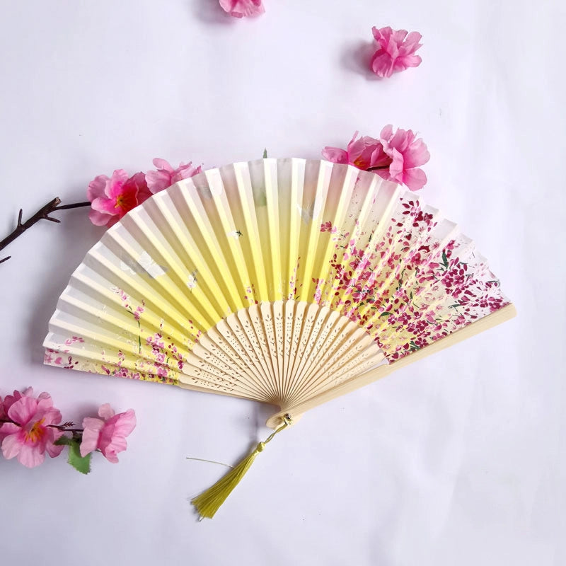 3 Pieces Ancient Style Folding Fan Female Classical Tassel Silk Fan Chinese Style Small Fan Portable Dance Craft National Fashion Fan Student Fan