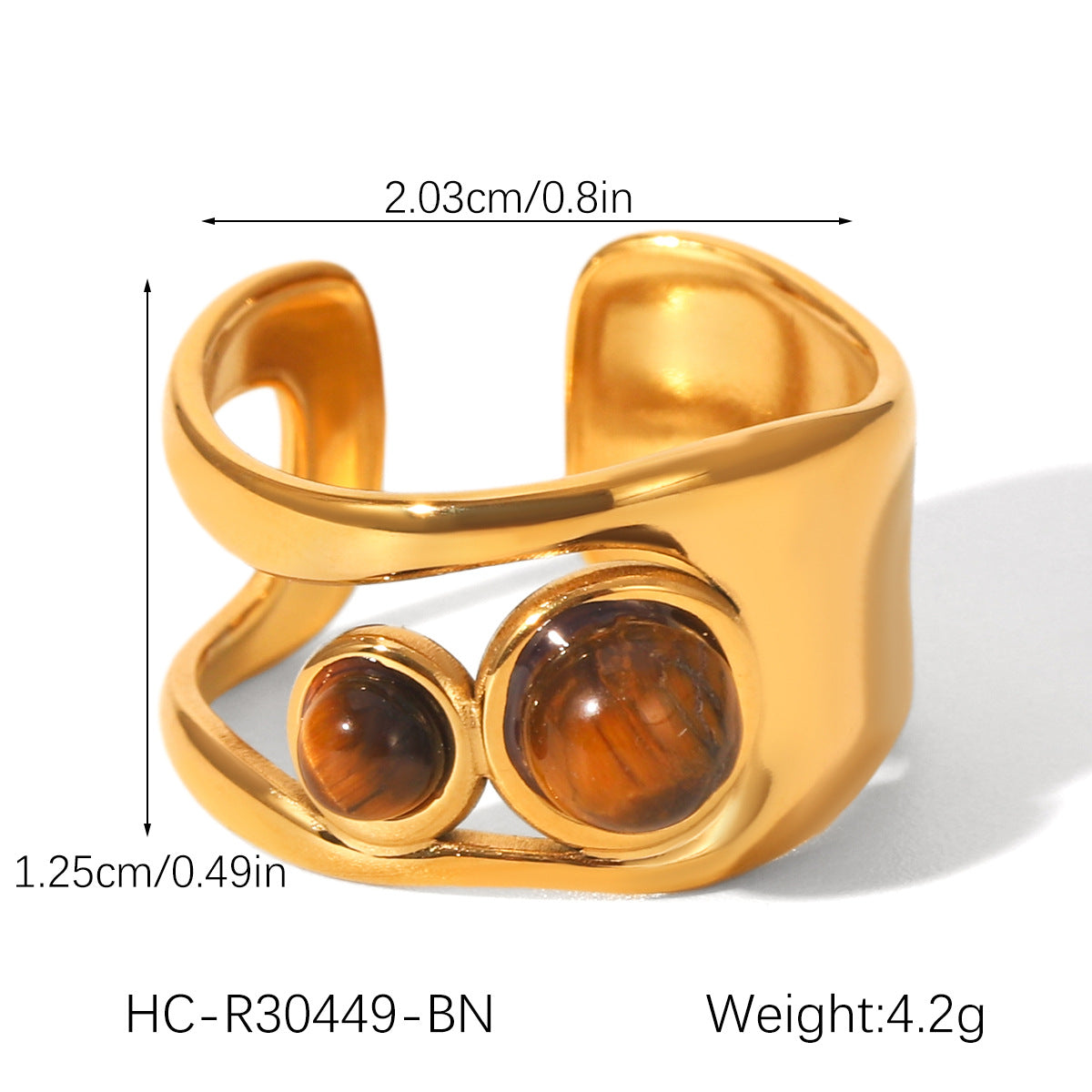 Stainless Steel Hollow Pearl Bracelet Natural Tiger Eye Stone Open Bracelet Retro Titanium Steel Jewelry