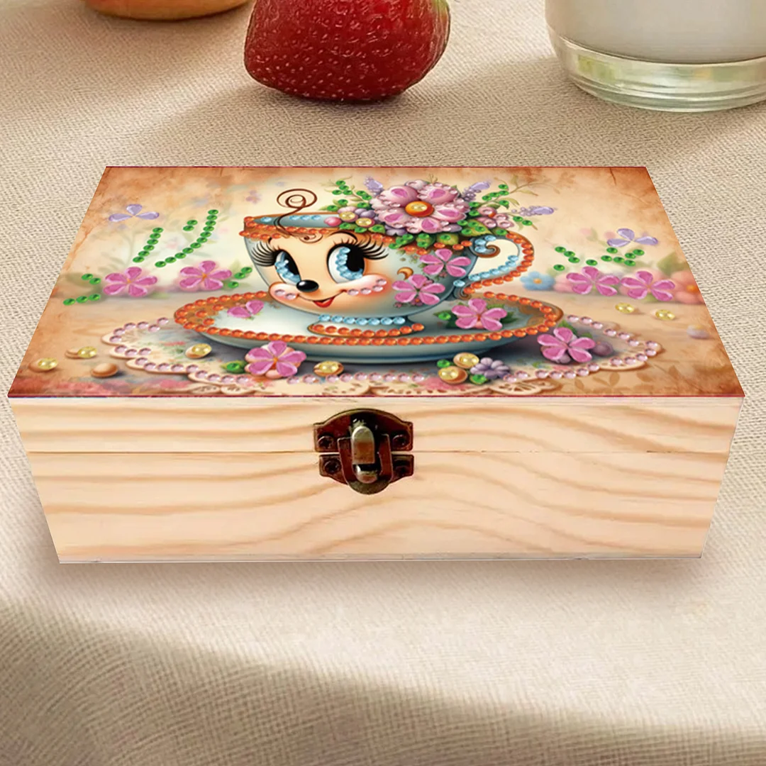 1Pc DIY Diamond Painting Wooden Storage Box Jewelry Box Kits (MZH031)