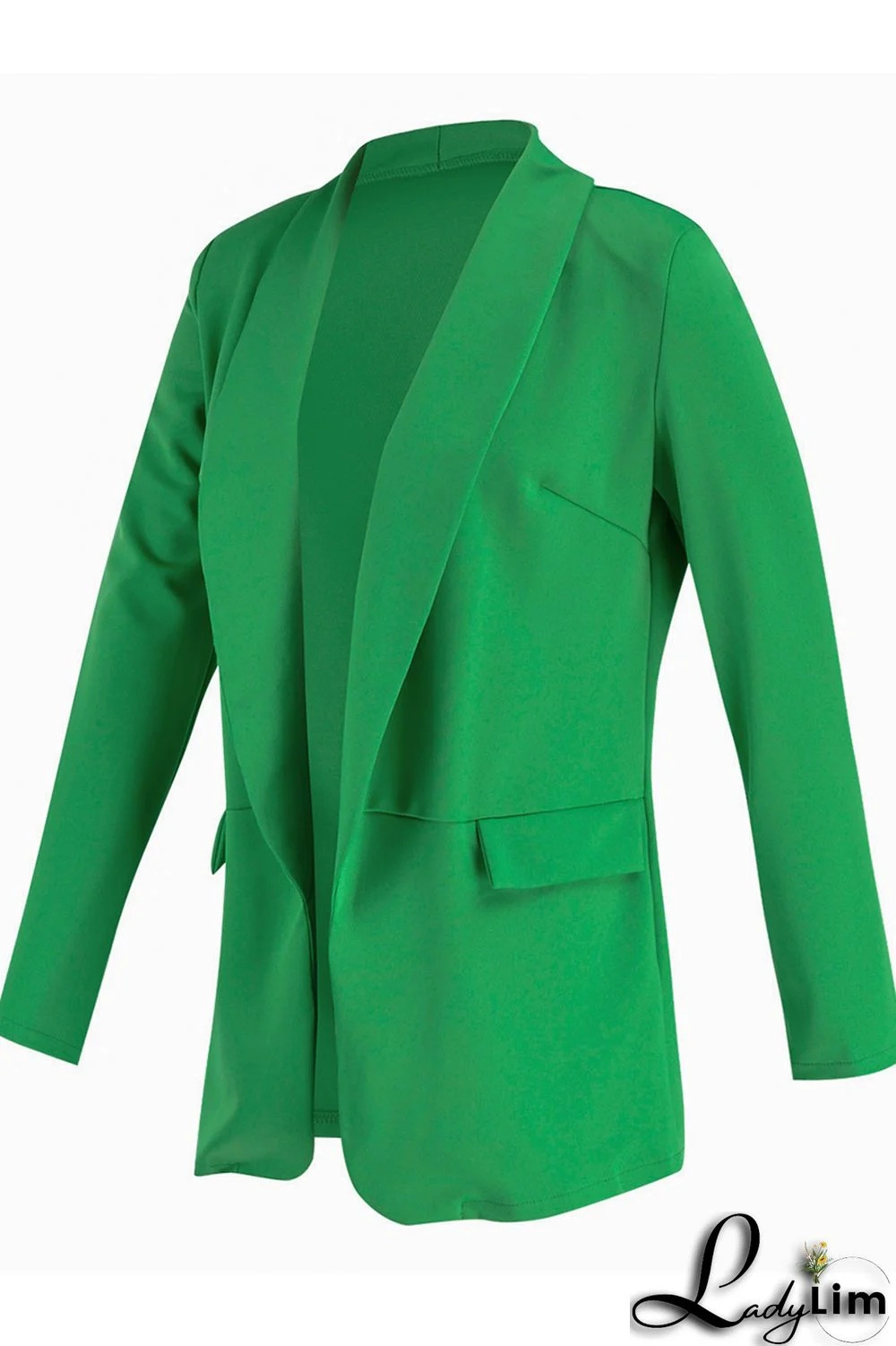 Green Fashion Casual Solid Patchwork Cardigan Turn-back Collar Outerwear