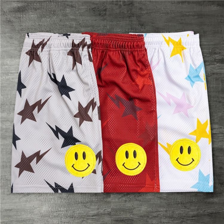 Five-pointed star smiley print street shorts