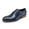 Mens Blue Wholecut Leather Dress Shoes