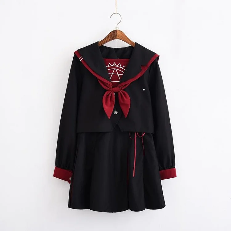 Harajuku Laced Bow Sailor Uniform Set SP13417
