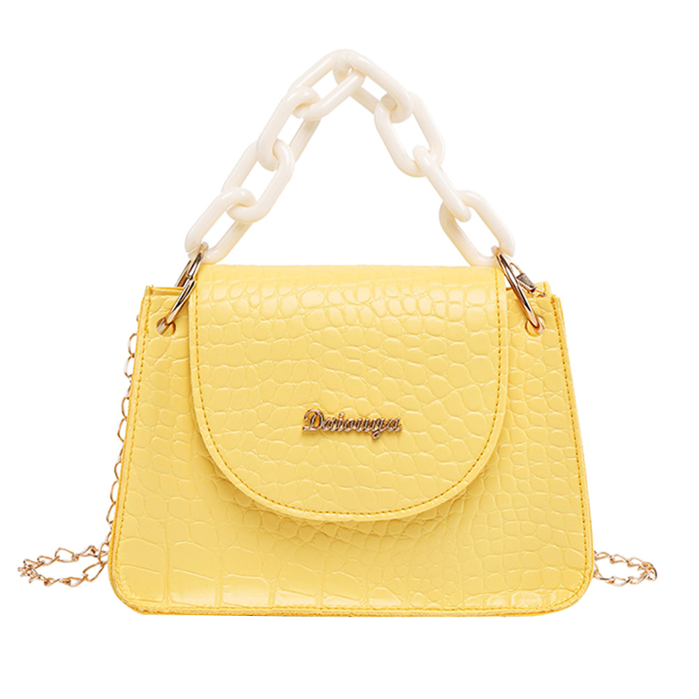 

Alligator PU Shoulder Bags Acrylic Chain Crossbody Handbags, Pink, 501 Original