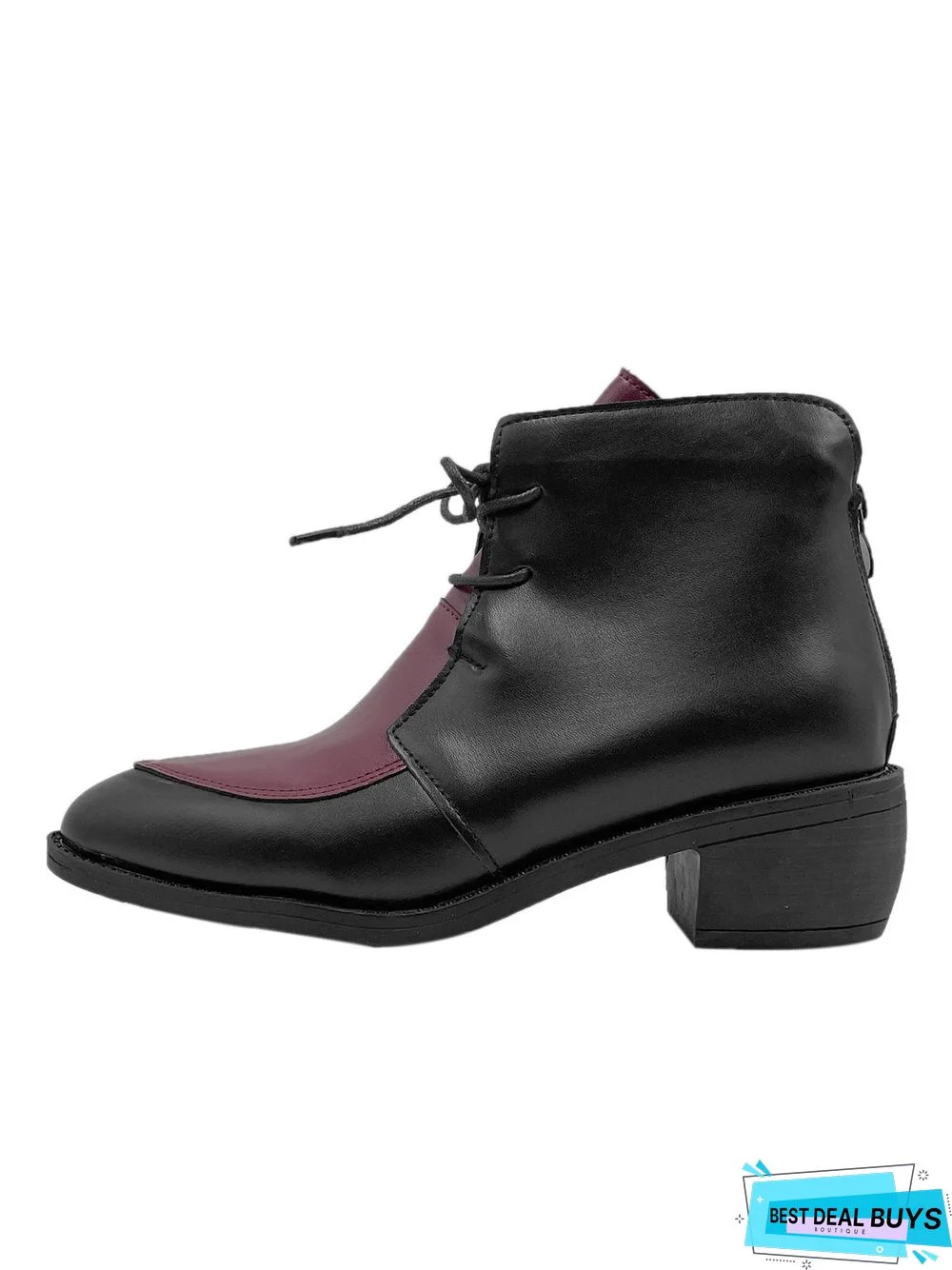 Comfortable Soft Leather Colorblock Lace-Up Pointed Toe Chukkas Booties