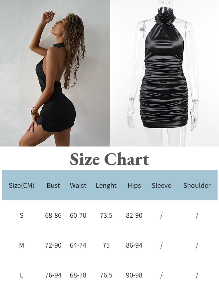JacuqeLine 2022 Sexy Halter Neck Mini Bodycon Satin Women Dress Summer Black Backless Sleeveless Red Elegant Party Club Dresses