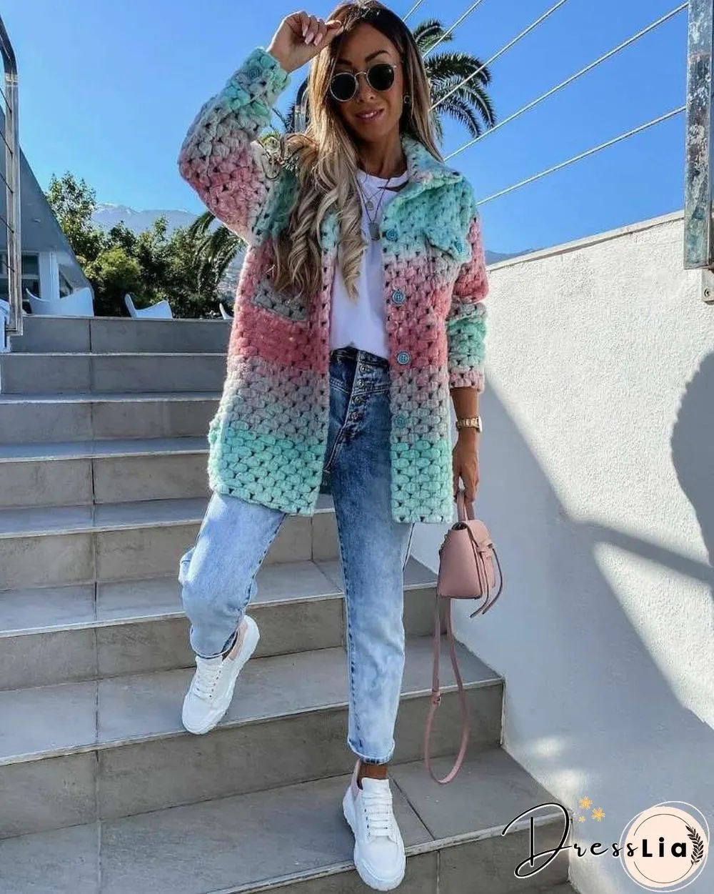 Autumn and winter womens new fashion print ladies woolen coat women coats tweed jacket