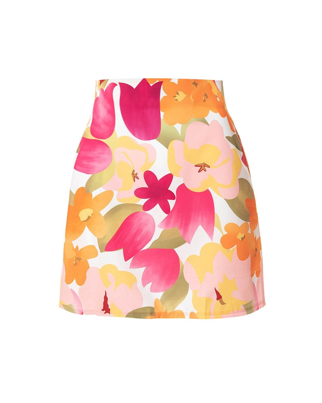 FashionV-FashionV Floral Print High Waist Mini Skirt