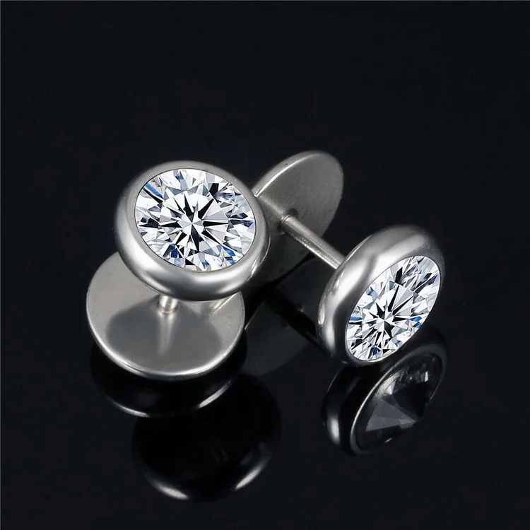 Inlaid Cubic Zirconia Stud Earrings Stainless Steel Jewelry