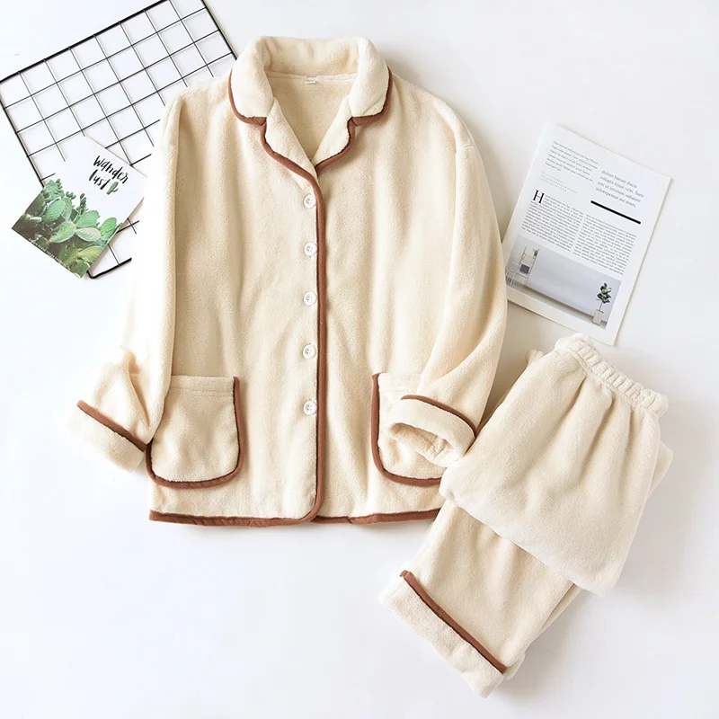Warm Flannel Pajamas Sets Couple Sleepwear Family Pijama Lover Night Pajamas Men Homewear Casual Pyjamas Autumn Winter Nightwear