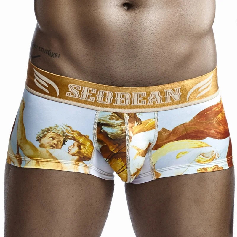 Aonga Cyber Monday Sales  Men's Underwear Calzoncillos Male Pyjama Boxers Printed Western Style Low Waist Men Boxer Shorts Slip aonga