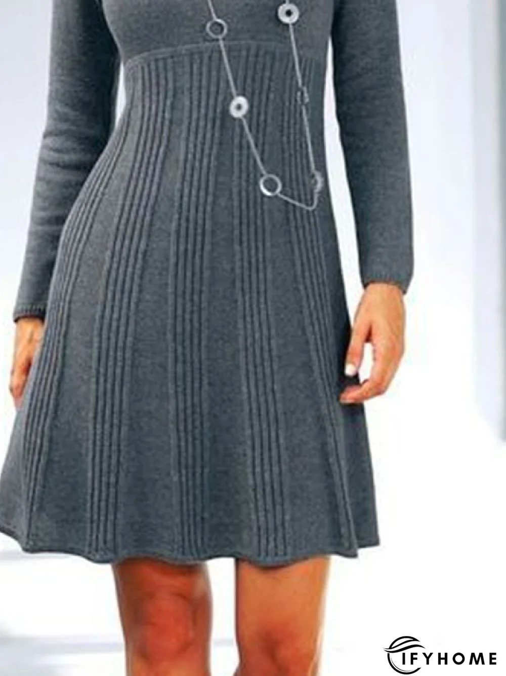 Casual Plain Autumn Natural Micro-Elasticity Daily Standard A-Line Regular Dress for Women | IFYHOME