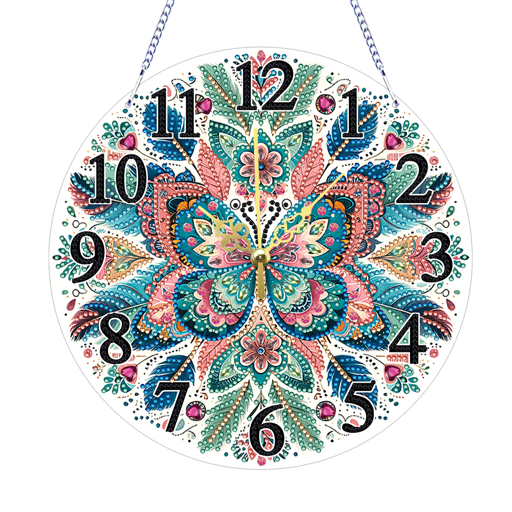 DIY Diamond Painting Decor Hanging Clock  Butterfly-Guru-buzz